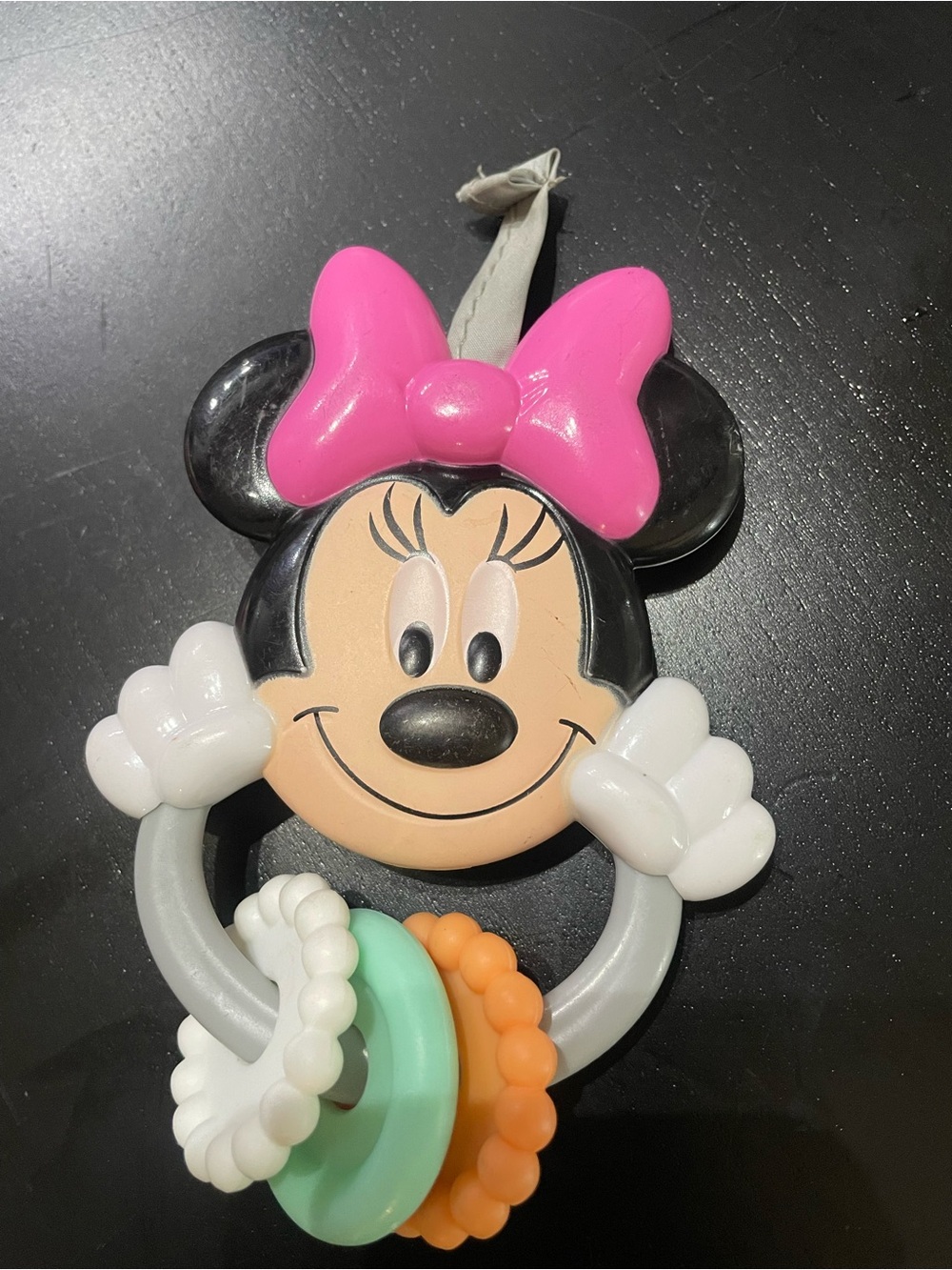 Disney Minnie Mouse Pink Bow Teether Rattle bright starts toy infant